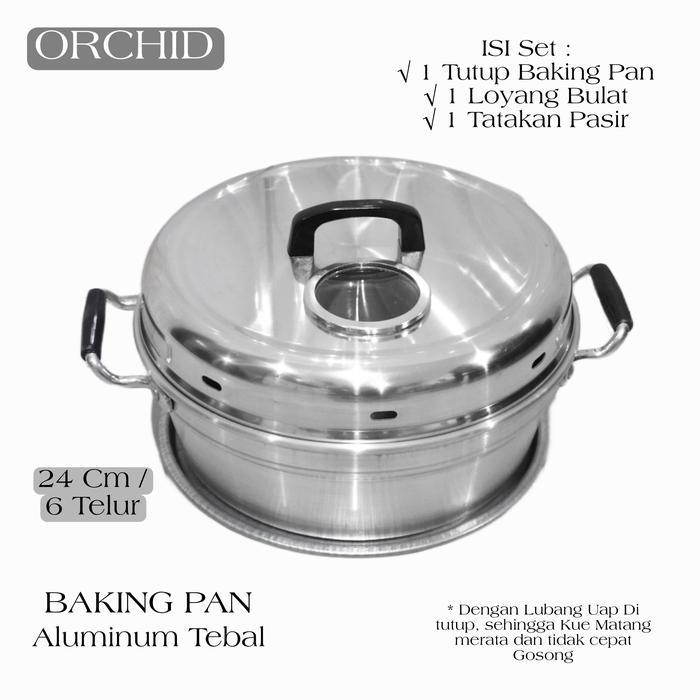 WS1 Baking Pan Set Almunium 24 Cm 6 Telur Orchid Loyang Set Alat Panggangan Kue Bolu Kitchenware - U