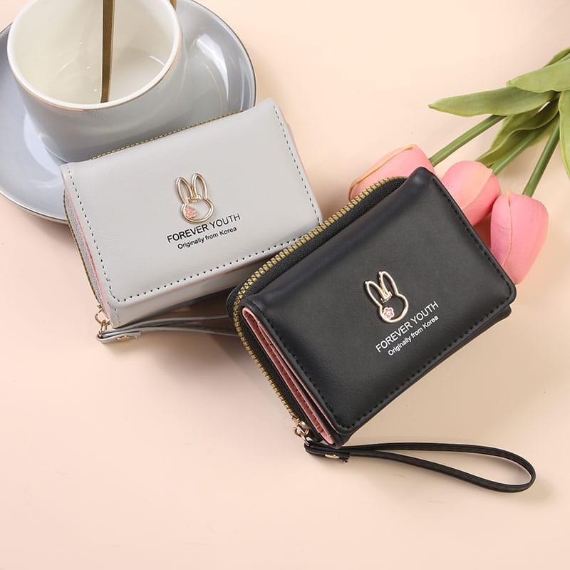 Dompet Lipat wanita Simple Dompet Wanita Motif Kelinci Dompet Cantik Dompet kertu Dompet cewek Dompe