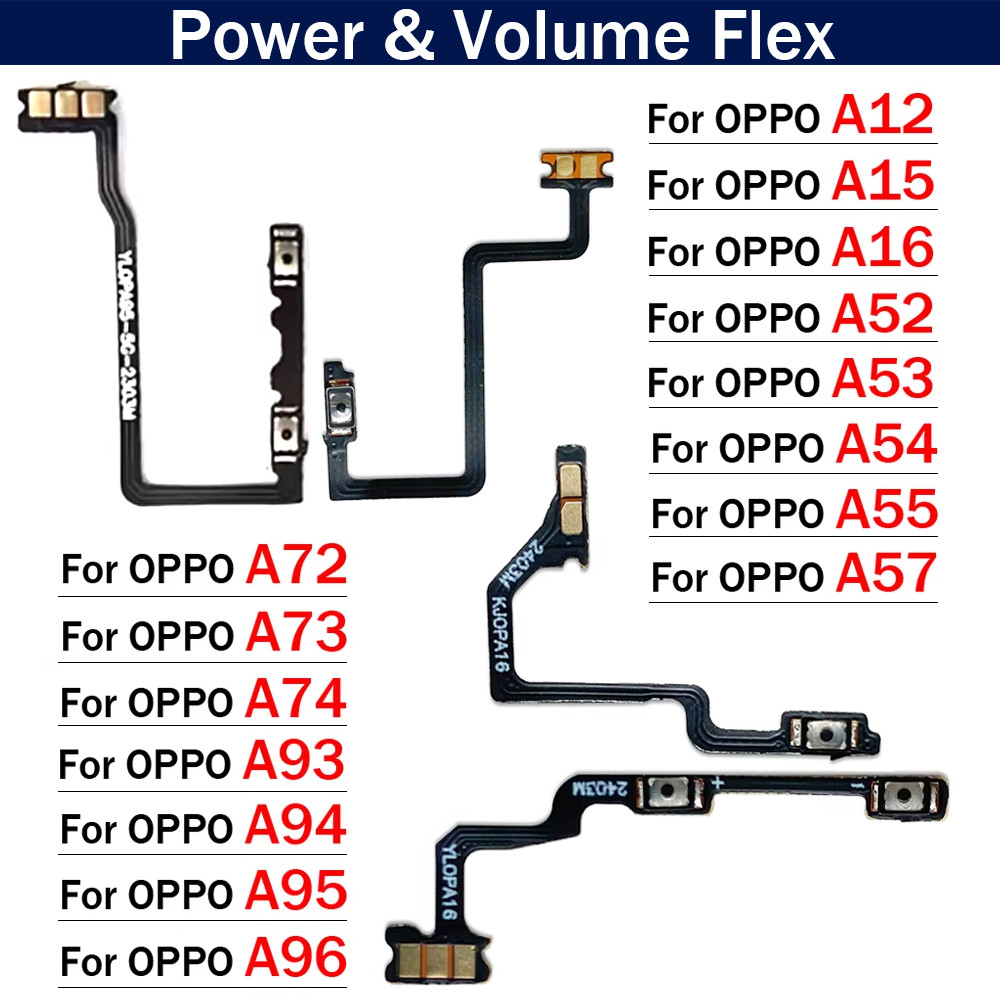 Kabel Fleksibel Tombol Volume Hidup Mati Baru untuk OPPO A12 A15 A16 A52 A53 A54 A55 A57 A72 A73 A74