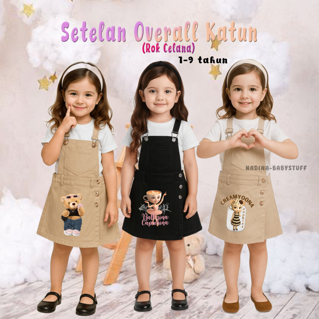 OVERALL ROK CELANA KATUN ANAK / ONESET OVERALL ANAK TERBARU / KAOS ANAK USIA 1-9 TAHUN / SETELAN OVE