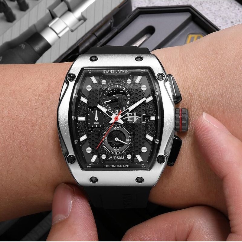 BUY 1 GET 1Jam tangan pria wanita Evans Jayden original Chrono aktif semua 9556