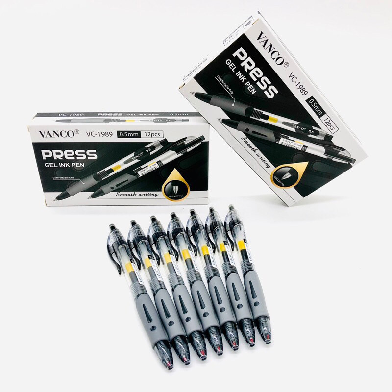 [JA] ( 1 Pack 12 Pcs ) Pulpen Gel Pen Klik 0.5MM / Bolpoin Gel VANCO Press VC-1989