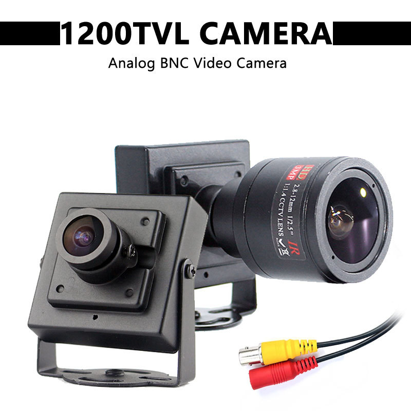 1200TVL Color Analog CVBS Mini Camera Support LCD Monitor 960H DVR Support option lens 6-22mm 2.8-12