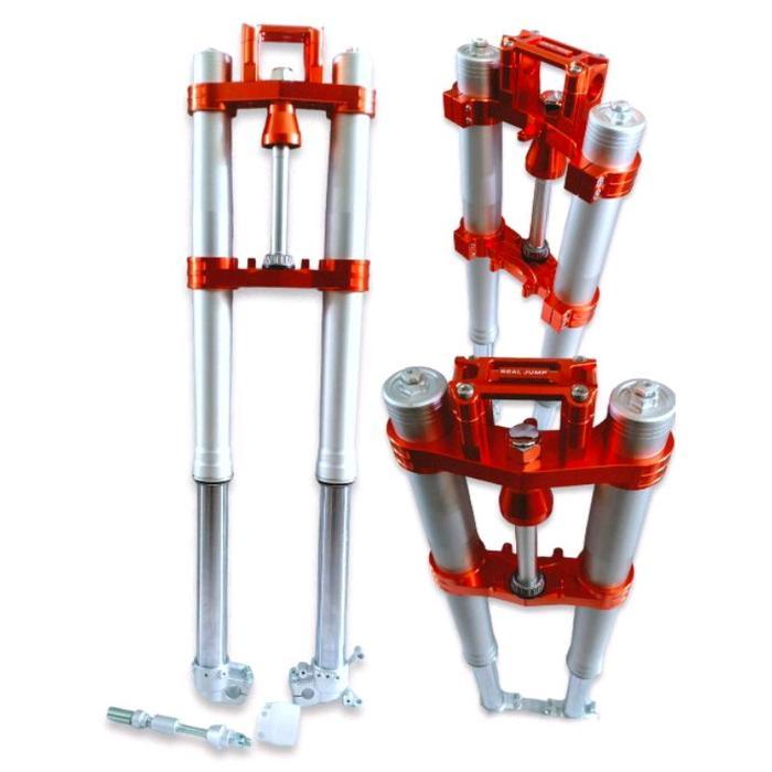 UPSIDEDOWN USD UPSIDE DOWN SHOCK DEPAN KLX CROSS RIDE IT REAL JUMP - silver merah