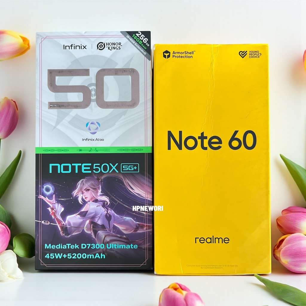 Second Infinix Note 50X 5G 8/256Gb & Second Realme Note 60 4/64Gb Mulus Fulset Seseuai Gambar
