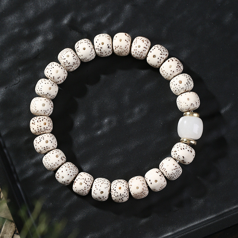 Gelang tasbih Buddha dari biji Bodhi kayu alami uniseks