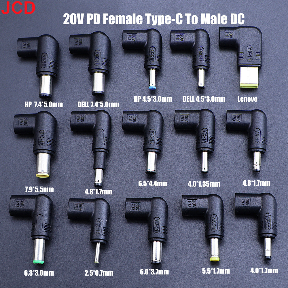 20V100W Laptop Power Adapter Connector DC Plug USB Type C Female to DC Male Jack Converter for Hp De