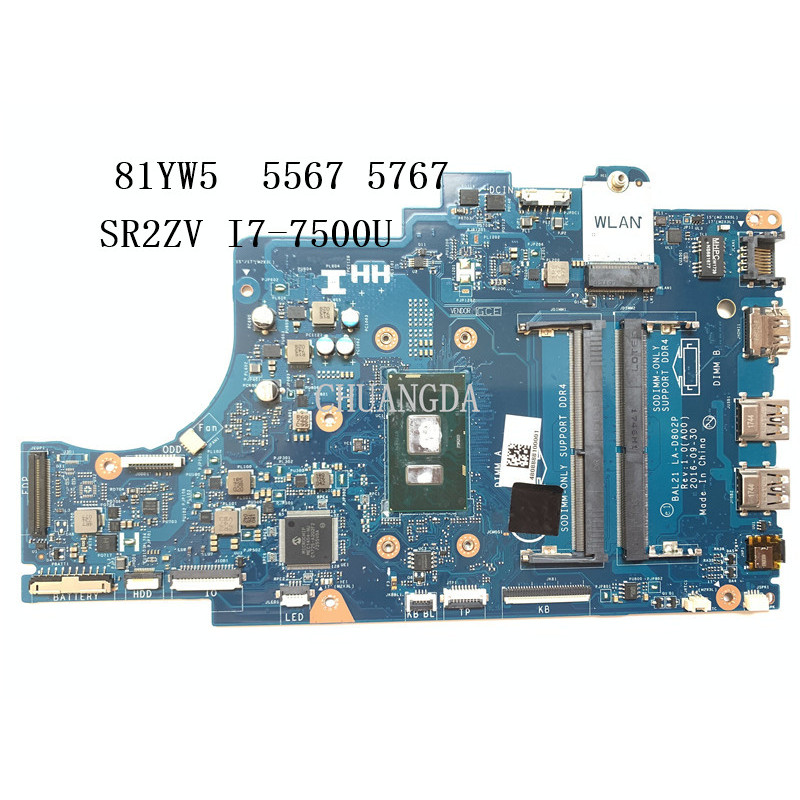 -081YW5 081YW5 81YW5 For Dell Inspiron 5567 5767 P66F Laptop motherboard BAL21 LA-D802P Mainboard Wi