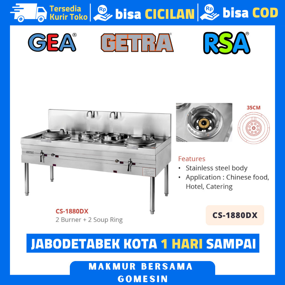 Kwali Range  Getra Cs-1880dx Kompor Kwali Range 2 Soup 2 Tungku Garansi Resmi