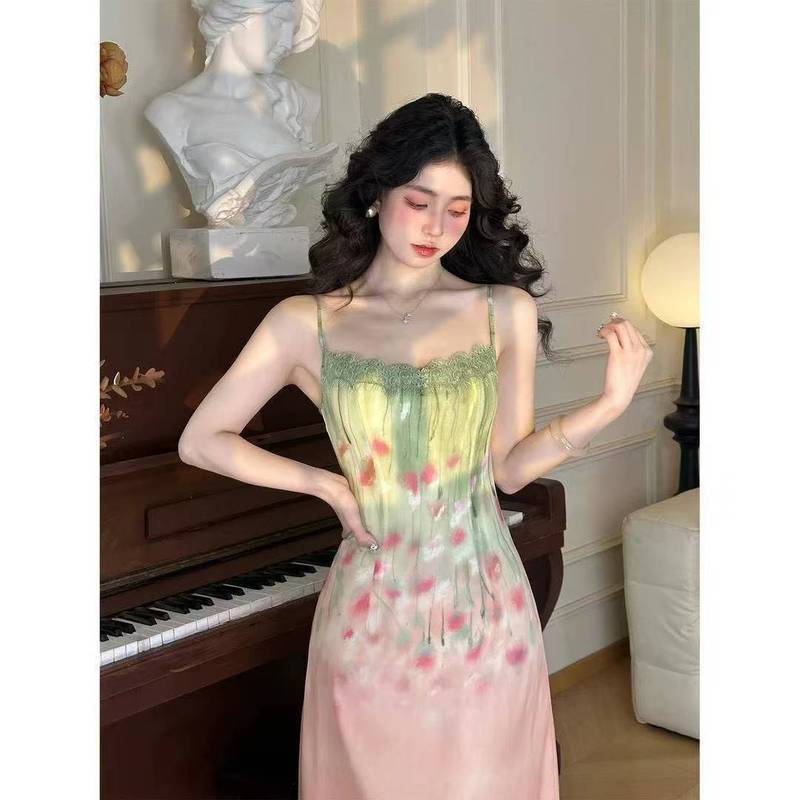 [COD]Fresh flower sling dress cardigan set