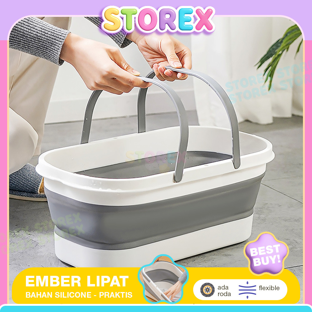 Storex Ember Lipat Jumbo Portable Ember Pel Lantai Serbaguna Ember Cuci Baju 12 Liter