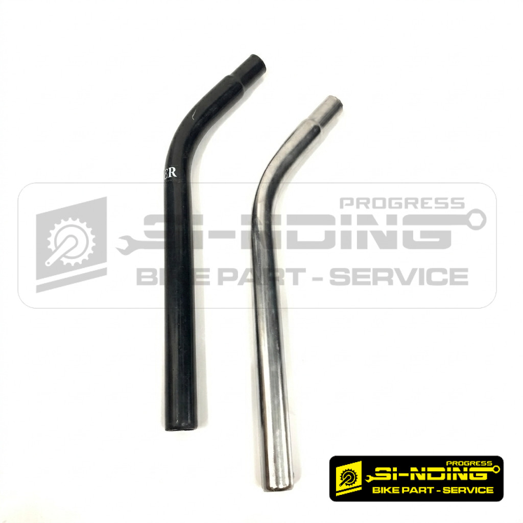 Seatpost Bengkok Layback 25.4 mm – Chrome & Black Edition – Pipa Jok Sepeda Lowrider BMX Lipat