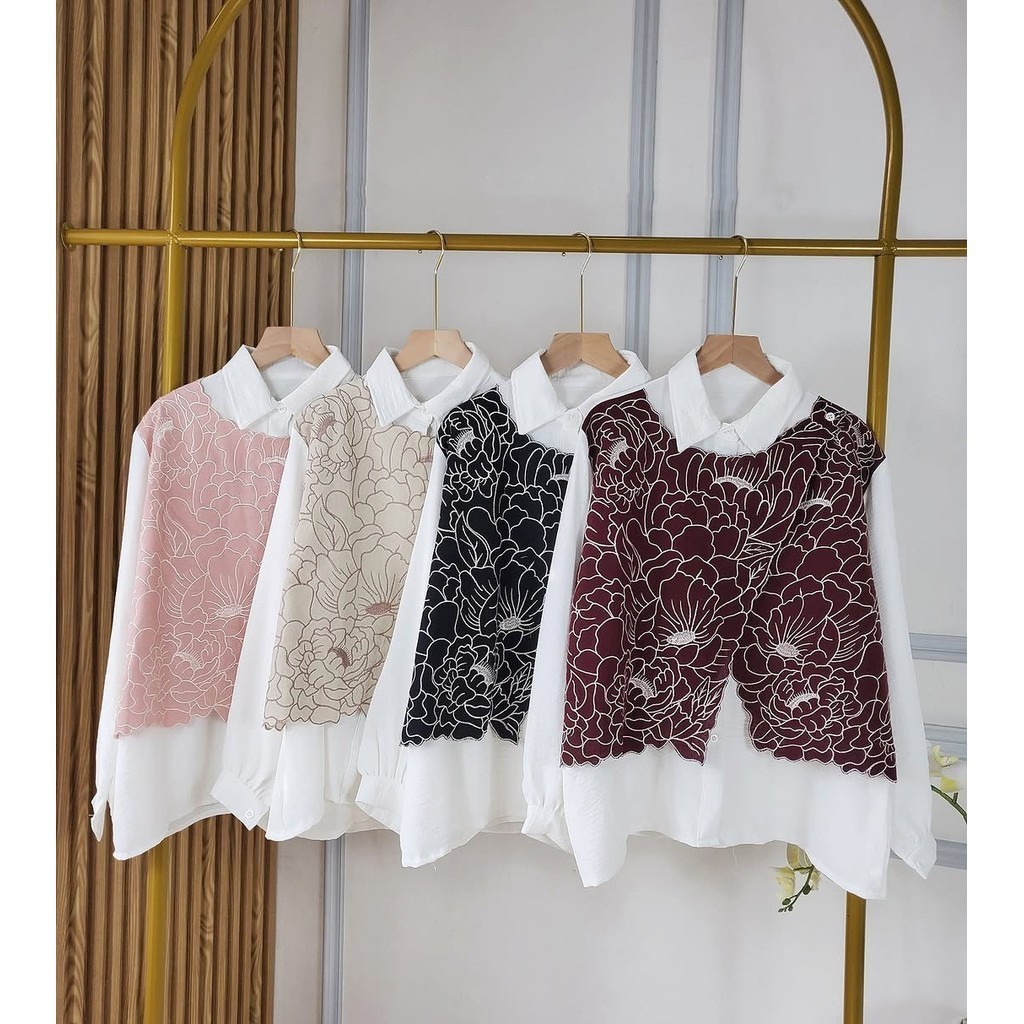 Jovera —— (Real Picture) Roseta Top Korean Look Vest Bordel Bahan Shakila Fashion Roseta Blouse Tren