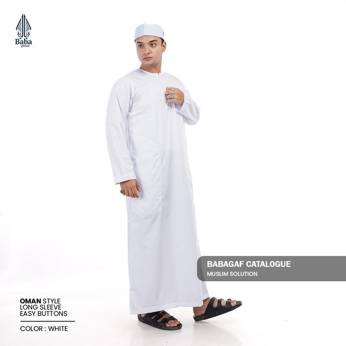 Babagaf Gamis Oman Resleting Premium - Putih, S