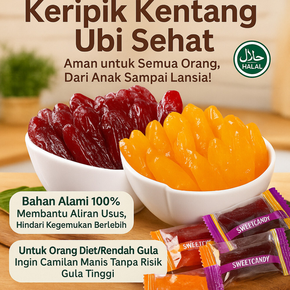 COD [Rendah Gula]250g/500g Ubi Jalar Ungu Kering Rendah Gula/Makanan Ringan Ubi Jalar Kering/Manis L