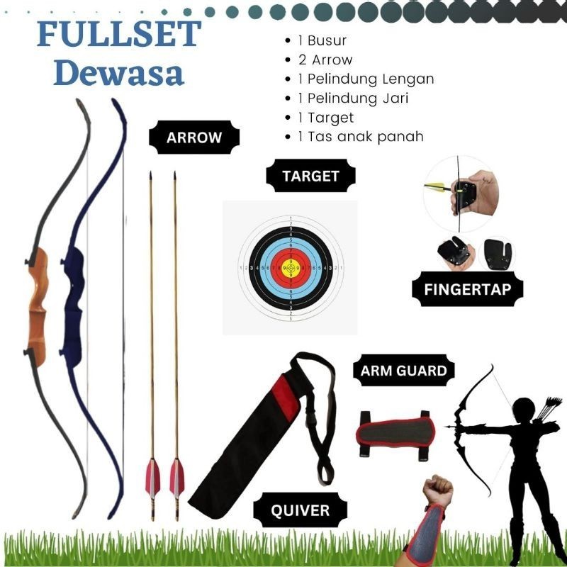 Busur Panah Panahan Archery Dewasa Pemula R40 Fullset