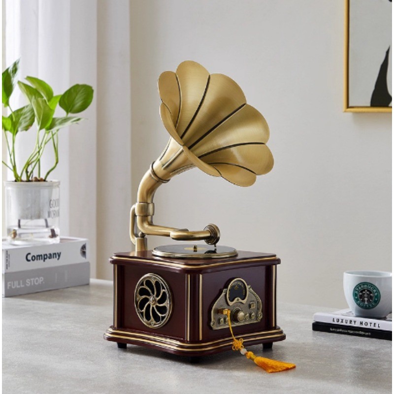 Factory Price Portable Version Gramophone Retro Style Subwoofer Speaker Bluetooth Phonograph Record 