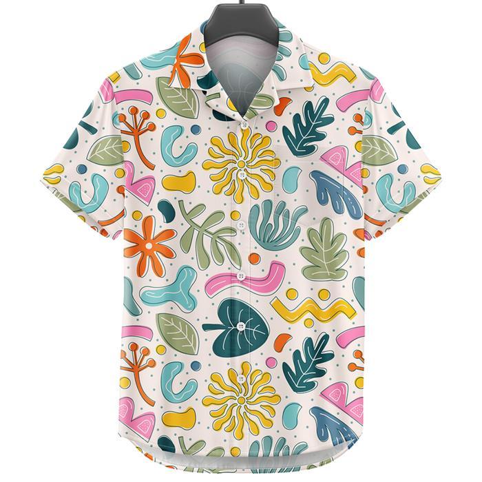 GOKS Baju Shirt Kemeja Motif Pria Wanita Unik Bermotif Kekinian 558 DAUN PASIR - Dewasa S