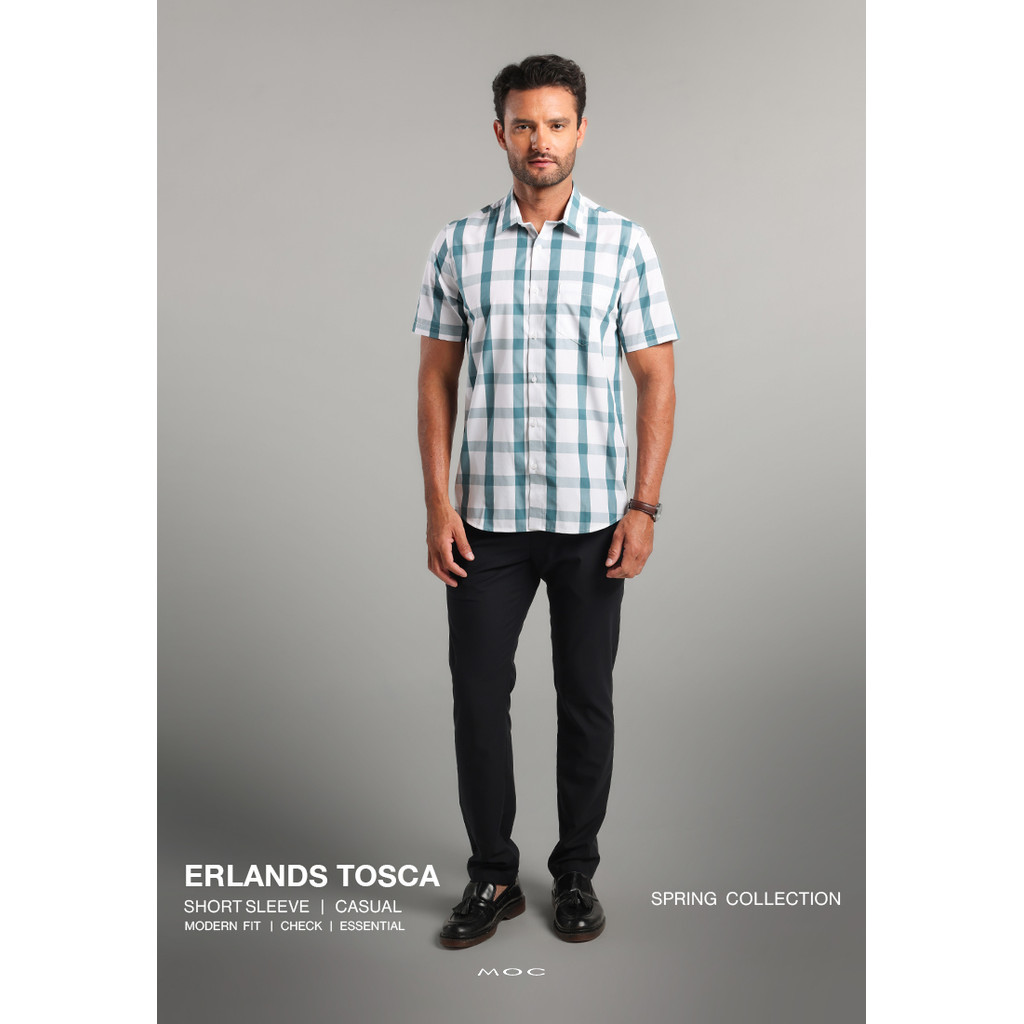 MOC - Kemeja Kotak-kotak Pria Lengan Pendek Erlands - Tosca