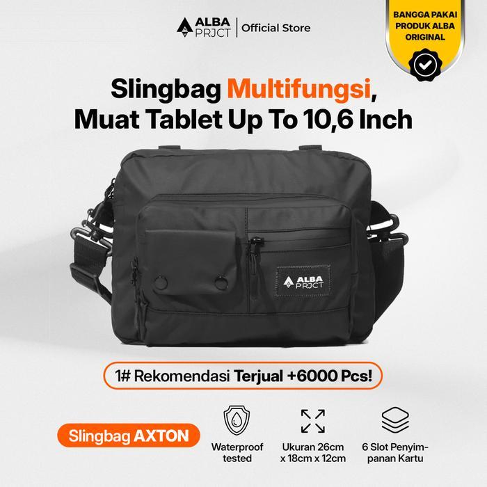 PROMO  ALBA PROJECT | Slingbag Axton | Tas Selempang Pria Waterproof - Hitam