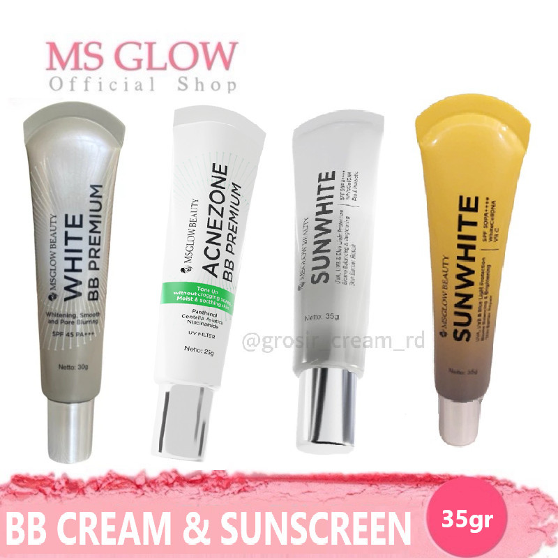 MS GLOW - SUNWHITE SUNSCREEN BB SUNBLOCK SUN WHITE ACNE PREMIUM UV PROTECTION ADVANCE PROBIOTIK DAIL