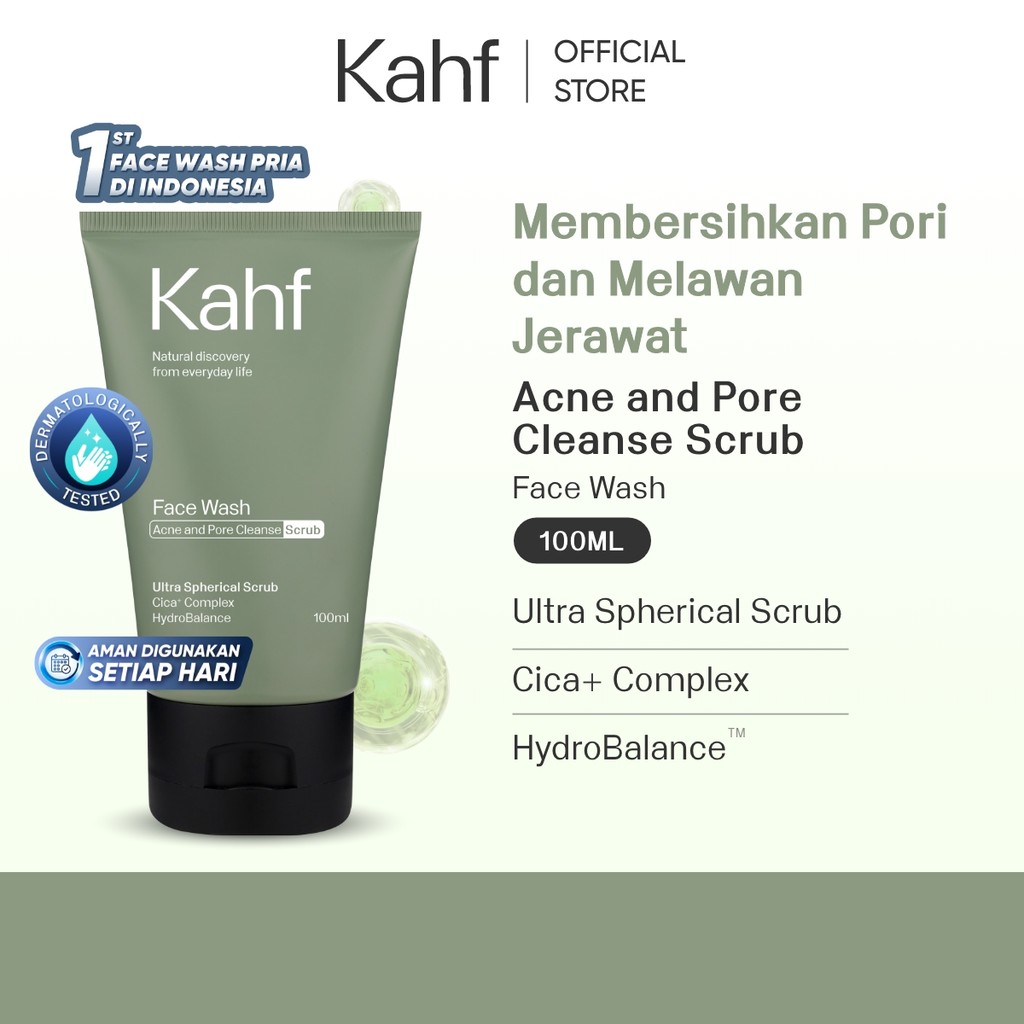 [NJ Gift Not For Sale] [KEMASAN LAMA] Kahf Acne and Pore Cleanse Scrub Face Wash 100 ml