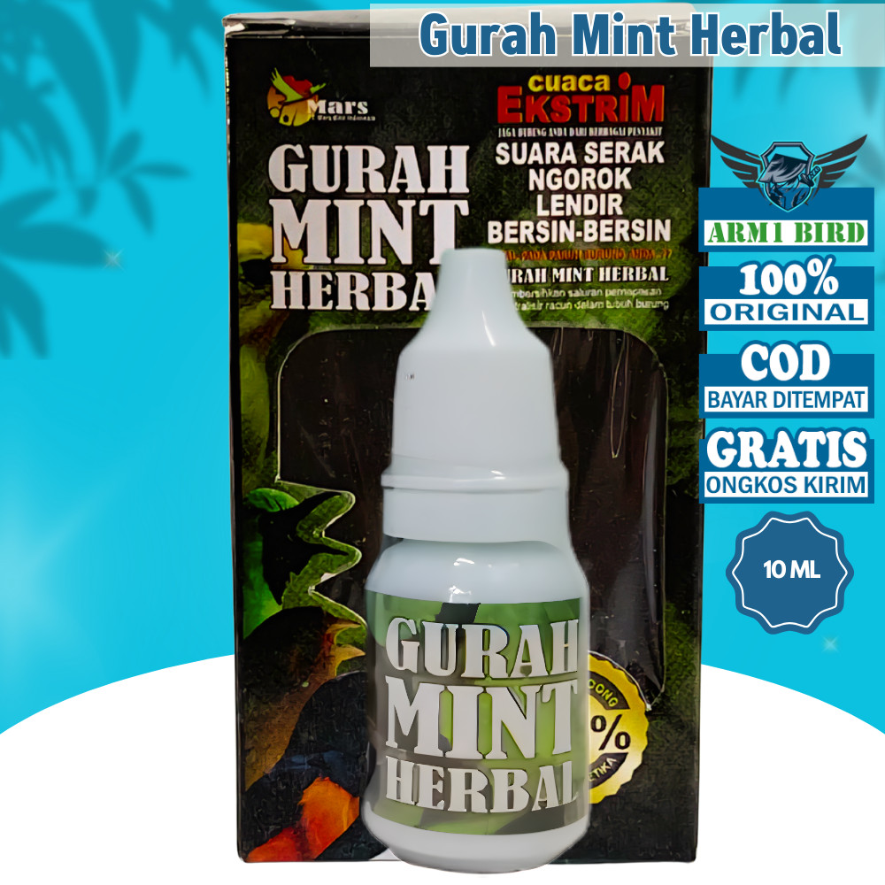 Gurah Mint 10ml Obat Burung Serak Pilek Penjernih Suara Volume Kristal Murai Kacer Cucak Ijo Kenari