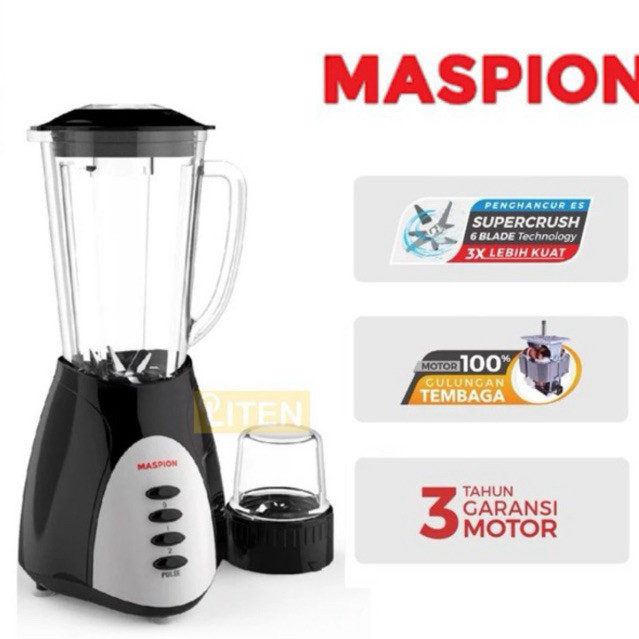 promo discon Blender Jus Buah Bumbu Kering Maspion MT1569 - Pelumat Blender with Dry Miller 1.25 Lit