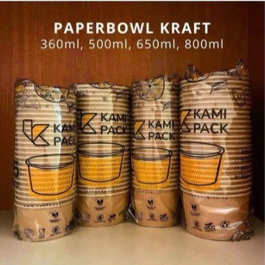 TKKH KRAFT BROWN PAPER BOWL KRAFT COKLAT 360 / 500 / 650 / 800 ML PAPER BOWL KRAFT PAPER BOWL MAKANA
