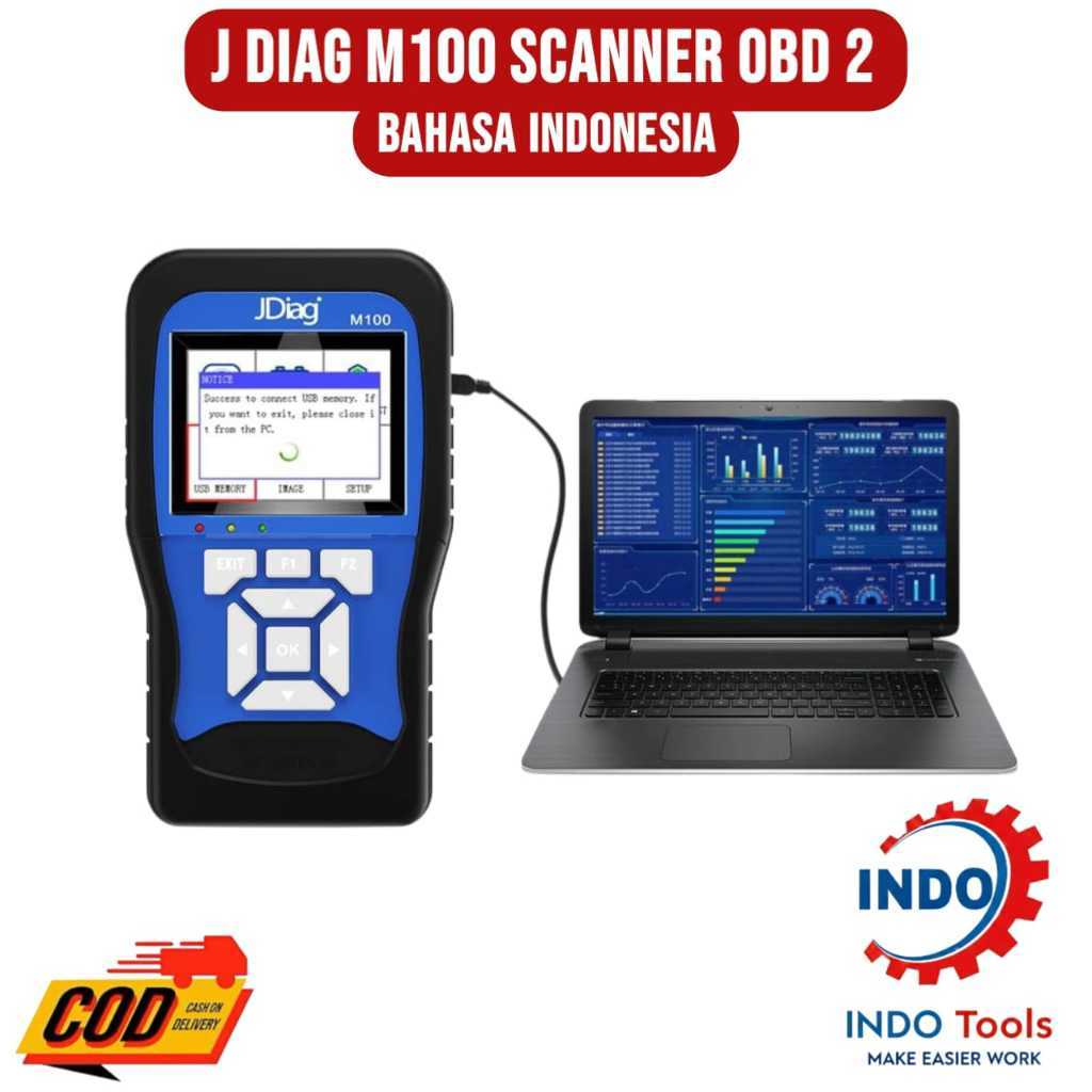 Jdiag M100 Bahasa Indonesia Scanner OBD2 Motor Injeksi Diagnostik ECU ABS Uji Baterai Diagnostic