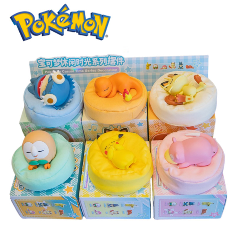 6 Styles Pokemon Pikau Meowth Rowlet armander Gonbe Figures Sleep Starry Dream Series Action Figure 