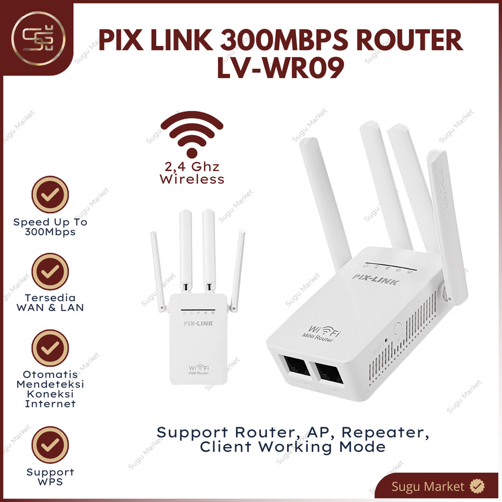 PIX-LINK 300Mbps Wireless Wifi Range Extender Router Repeater AP LV-WR09