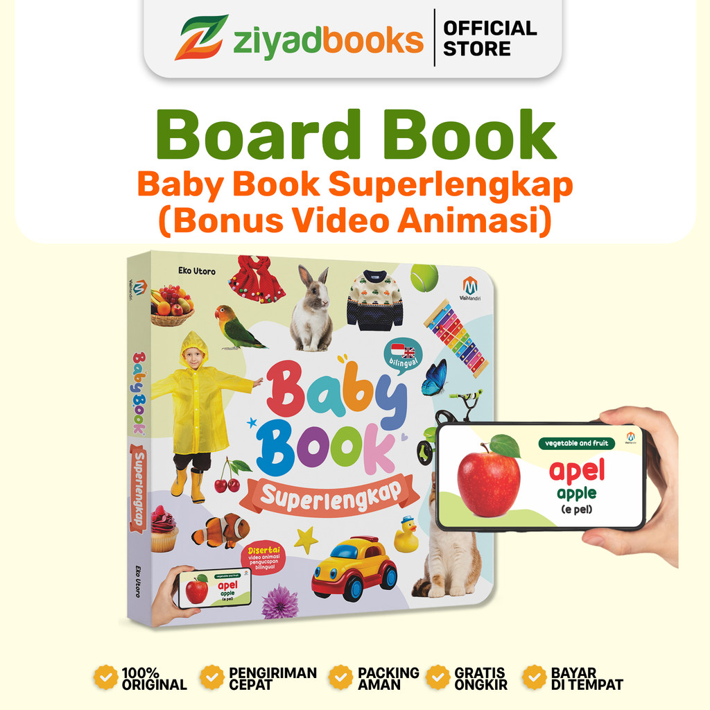 Ziyadbooks - Boardbook Baby Book Superlengkap - Buku Bayi Usia 0+ Tebal Berwarna