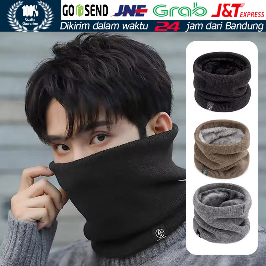 Syal Motor Fleece Tebal 2 Lapis Anti Angin / Penghangat Leher Pria Wanita / Syal Korea Hangat Untuk 