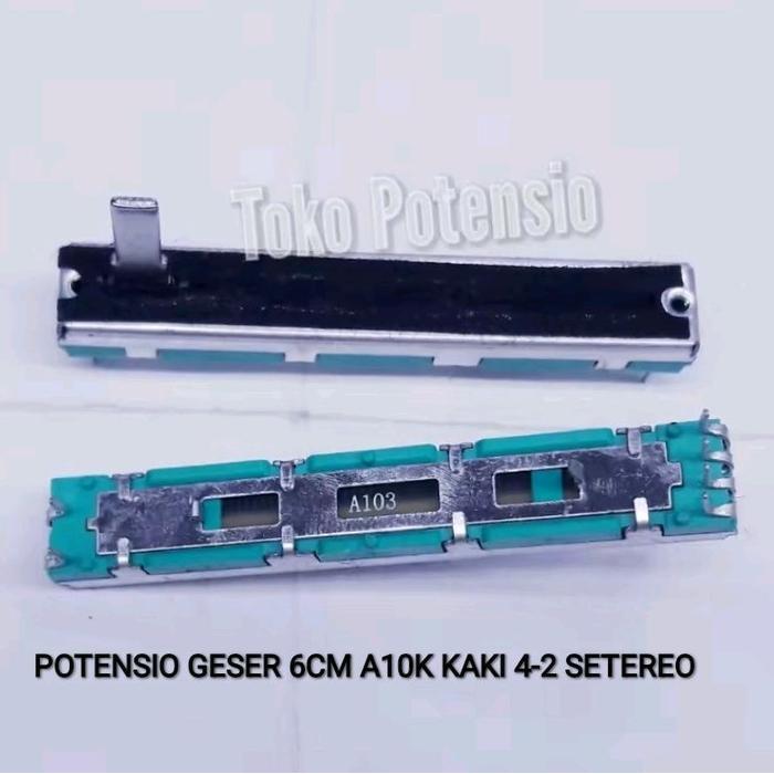 POTENSIO 6CM A10K KAKI 4-2 SETEREO POTENSIO GESER FADER MIXER