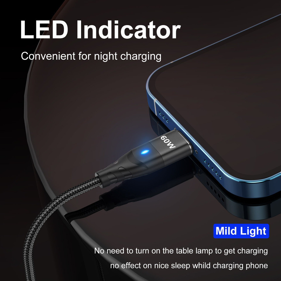 60W Magnetic Cable Fast Charging USB C To TypeC Micro Magnetic Data Cord For iPhone Samsung Magnet C