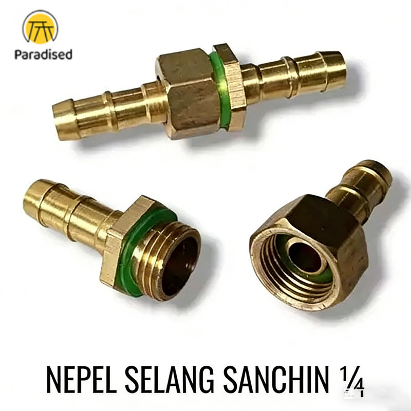 Paradised Sambungan Selang Sanchin Jantan Betina Kuningan Stainless Nepel Selang Kompresor Sprayer D