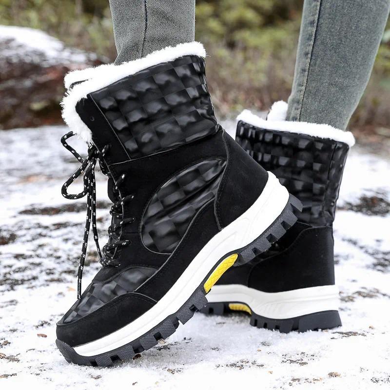 Winter Women Boots  Autumn Winter Plush Waterproof Anti Slip Platform Super Warm Lace Up Non-slip Ou