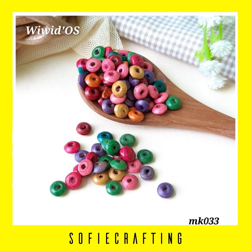 SOFIECRAFTING (10 gram) MANIK KAYU BULAT PIPIH 7 MM MK033 BEADWORKS BAHAN CRAFT