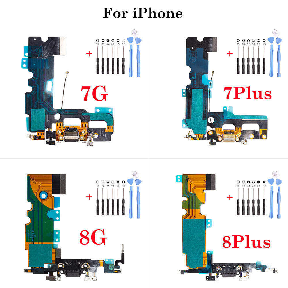 1set Brand New USB Charging Port Dock Connector Flex Cable Microphone For iphone 7 8 Plus 7G 8G Dock