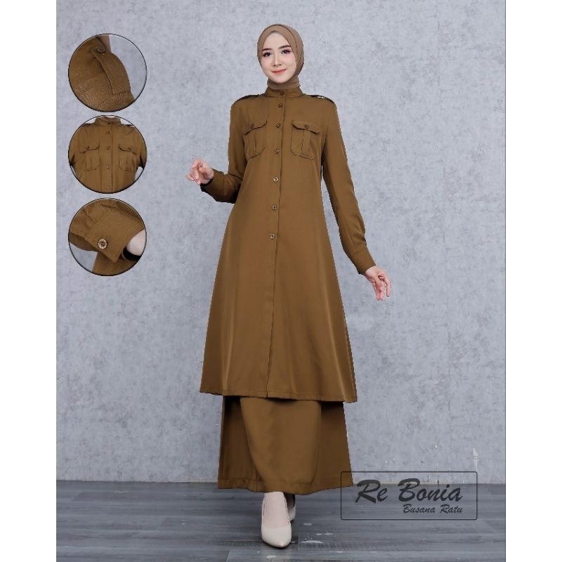 FLASH SALE Seragam Pemda Tunik kheki Tua Baju Kurung Kerja Pemda PNS Non Puring