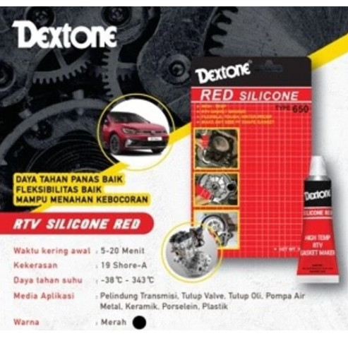 DEXTONE LEM SILIKON BESI MESIN MOTOR MOBIL TAHAN PANAS RTV HI TEMP