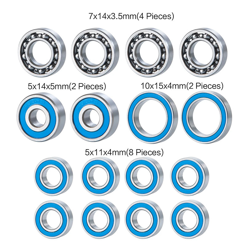 16PCS Blue Bearing Kit for All Axial SCX-10.2 Ar44 Axles SCX10 II 1/10 RC Crawler Car Bearing Upgrad