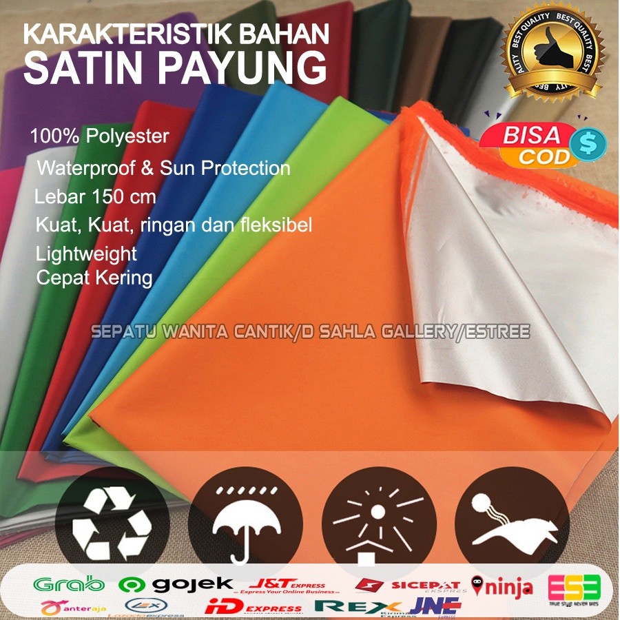 Bahan Kain Satin Saten Payung Silk Halus Bahan Payung Tenda Cover Selimut Mobil Gordeng Backdrop Jak