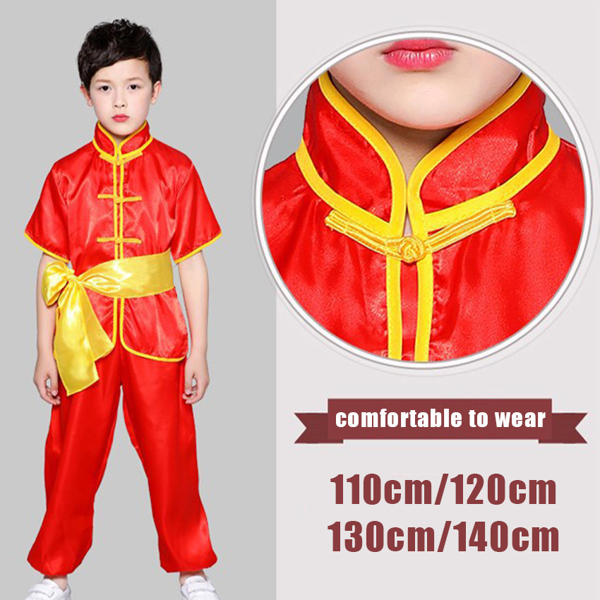 Baju Kungfu Anak Lengan Pendek / Kostum Baju Wushu Cina China / Kostum Baju Taichi Kungfu Anak