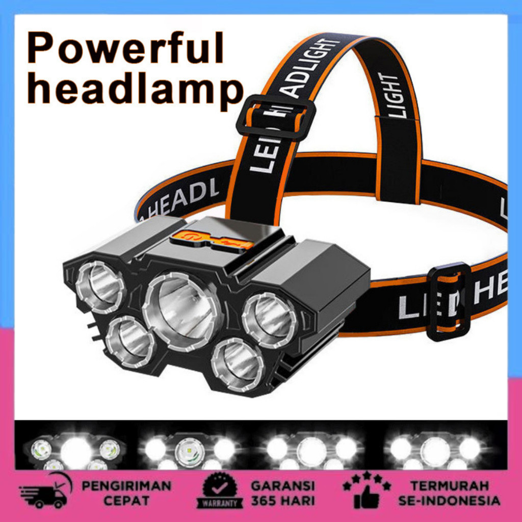 Senter Headlamp Led Senter Kepala 5 lampu Senter Kepala 5 led Senter LED Kepala Headlamp 5 XPG AMARY