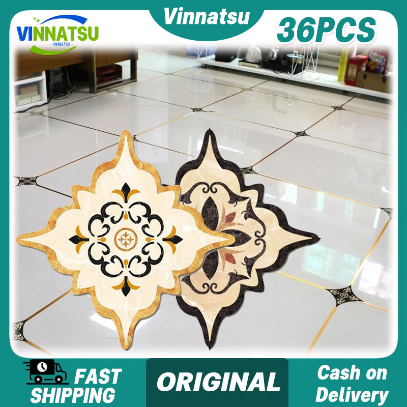Vinnatsu 36PCS Stiker Dekorasi Lantai Stiker Diagonal Keramik Wall Sticker Anti Air &Anti Gores Prem