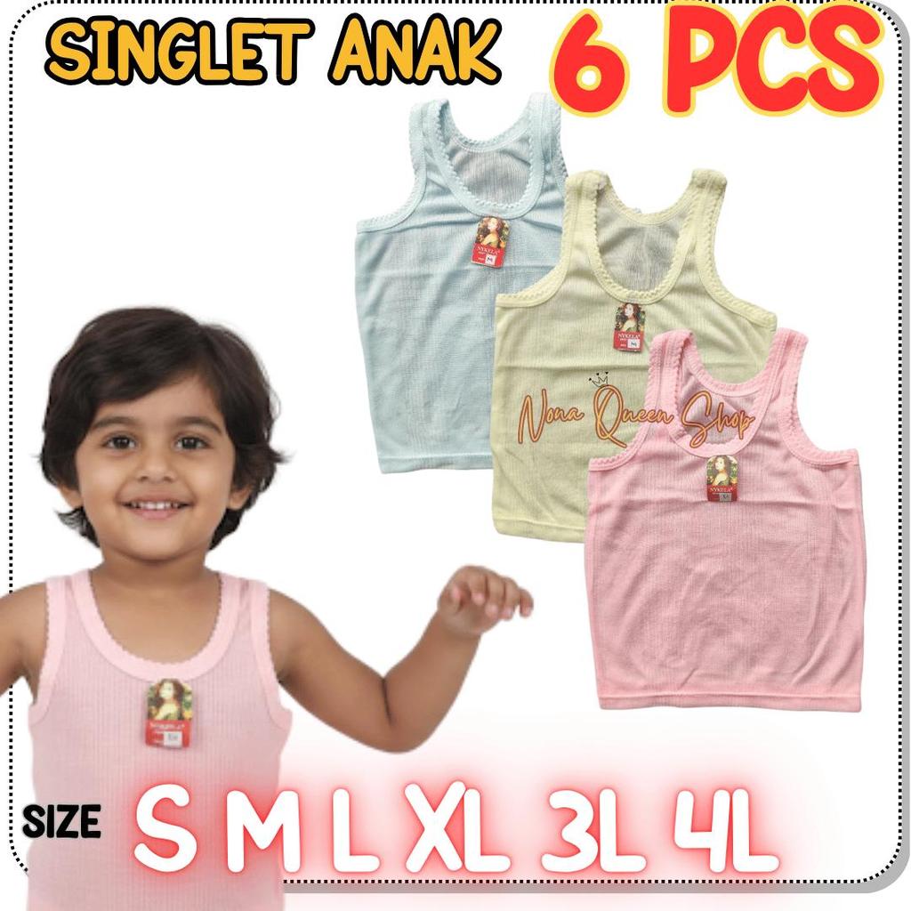 6 PCS SINGLET ANAK BALITA PAUD TK SD UNISE KAOS DALAM ANAK COWOK CEWEK