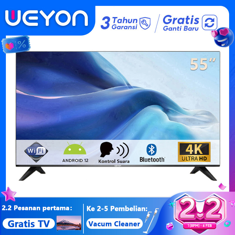 HOT SALE 10.10 WEYON TV Smart Android 55 inch 50 inch Smart TV Digital 50 inch 55 inch 4K UHD TV And