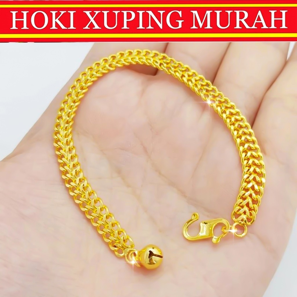 Gelang Rantai Tikar Titanium Lapis Emas Anti Luntur